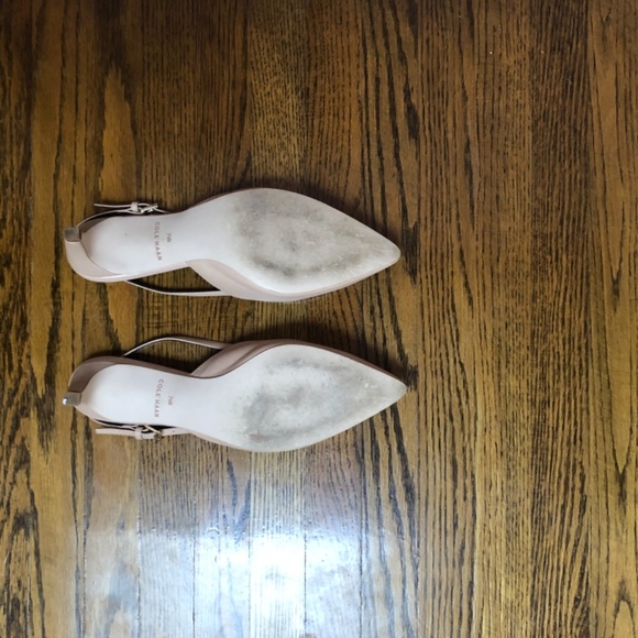 Cole Haan Leather Slingbacks Nude Heels sz 7.5B - Picture 5 of 14